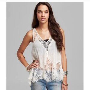 FREE PEOPLE Bell Lace Trapeze Cami size Women's Large in Cream